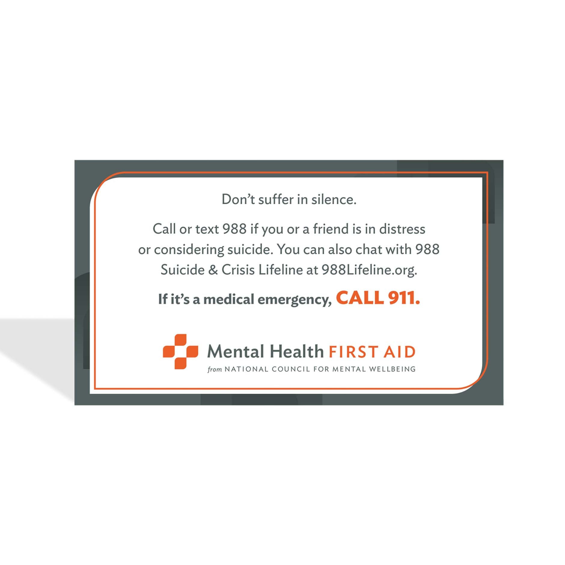 Mental Health First Aid Action Plan Wallet Card