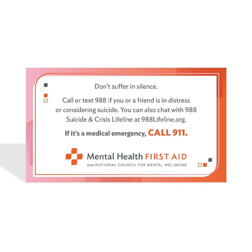teen Mental Health First Aid Action Plan Wallet Card