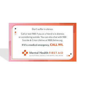 teen Mental Health First Aid Action Plan Wallet Card