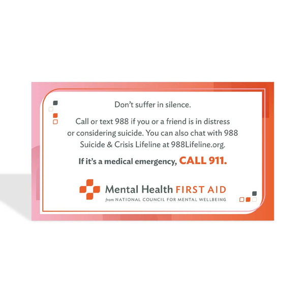 teen Mental Health First Aid Action Plan Wallet Card