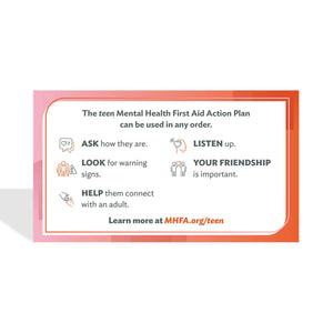 teen Mental Health First Aid Action Plan Wallet Card